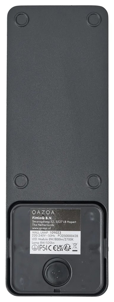 Applique da esterno nera con sensore crepuscolare con LED incl. - Shift