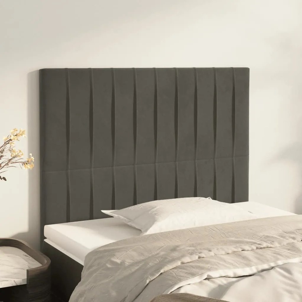 Testiera 2 Pz Grigio Scuro 80x5x78/88 Cm İn Velluto /