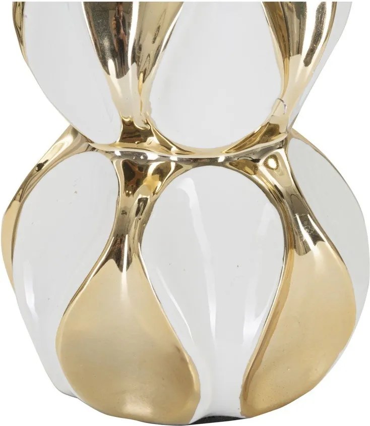 Lampada da tavolo bianca/dorata in ceramica con paralume in tessuto (altezza totale 46 cm) Glam Balls – Mauro Ferretti