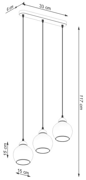 Sollux SL.1142 - Lampadario a cavo ALINO 3xE27/60W/230V nero