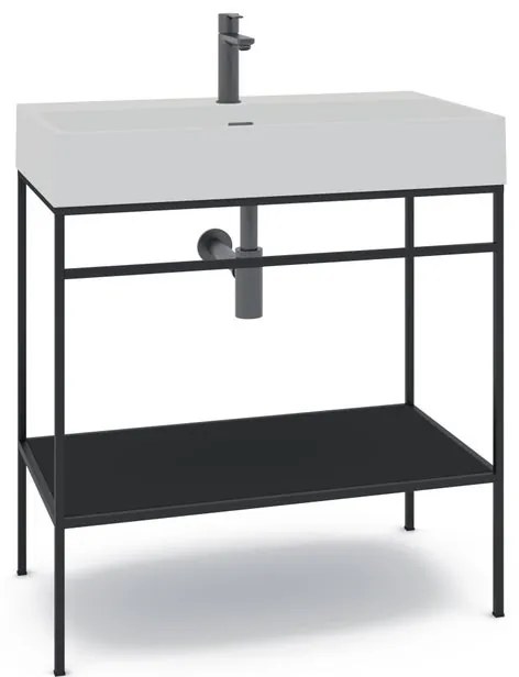 Mobile bagno con lavabo L 80 x H 89 x P 45.5 cm nero per vasca centrale Outline