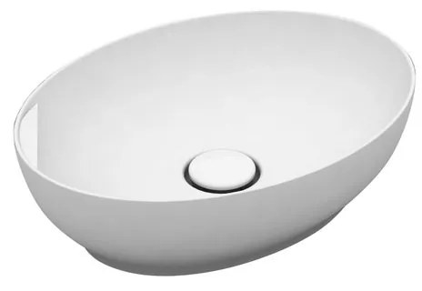 Lavabo da appoggio ovale in ceramica L 50 x H 14 x P 20 cm bianco lucido