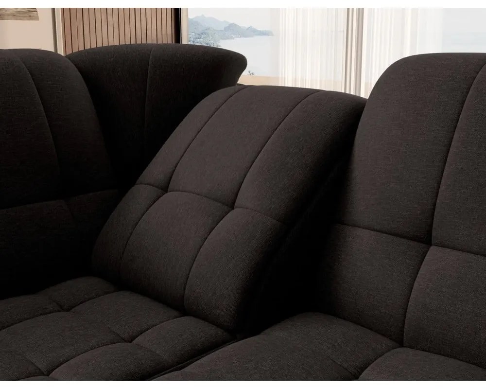 Divano angolare marrone allungabile/con contenitore (con penisola a sinistra/a L) Sado – ELTAP