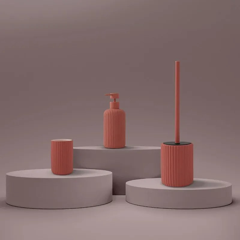 Scopino wc rosso in ceramica soft touch con setole nere Spring
