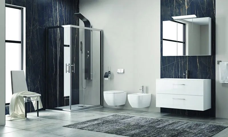 Box doccia 140x70 cm angolare cristallo trasparente anticalcare KF1000 - KAMALU
