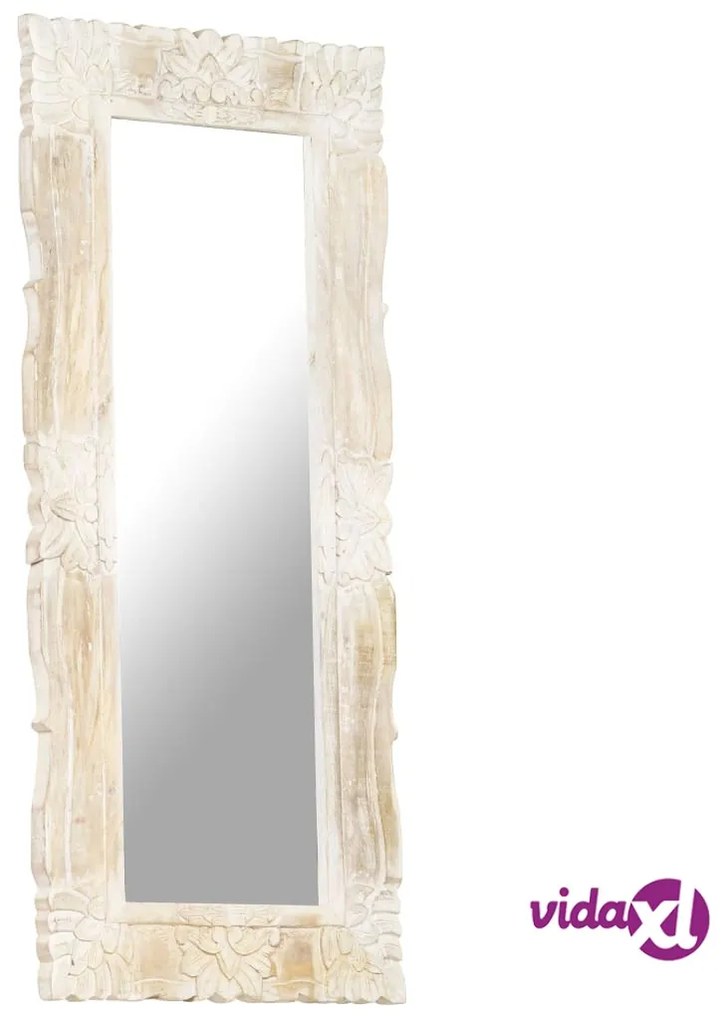 vidaXL Specchio Bianco 110x50 cm in Legno Massello di Mango