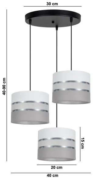 Lampadario su corda CORAL 3xE27/60W/230V bianco/grigio