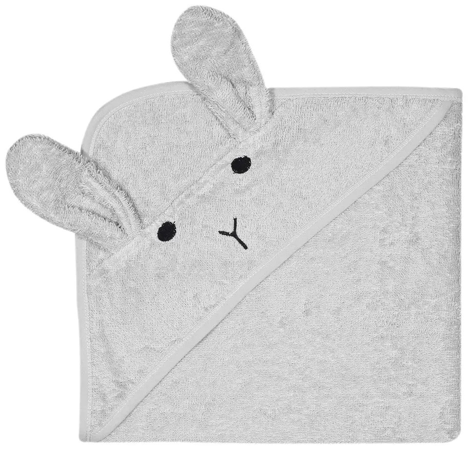Asciugamano con cappuccio da bambini grigio in cotone 76x76 cm Rabbit – Kindsgut