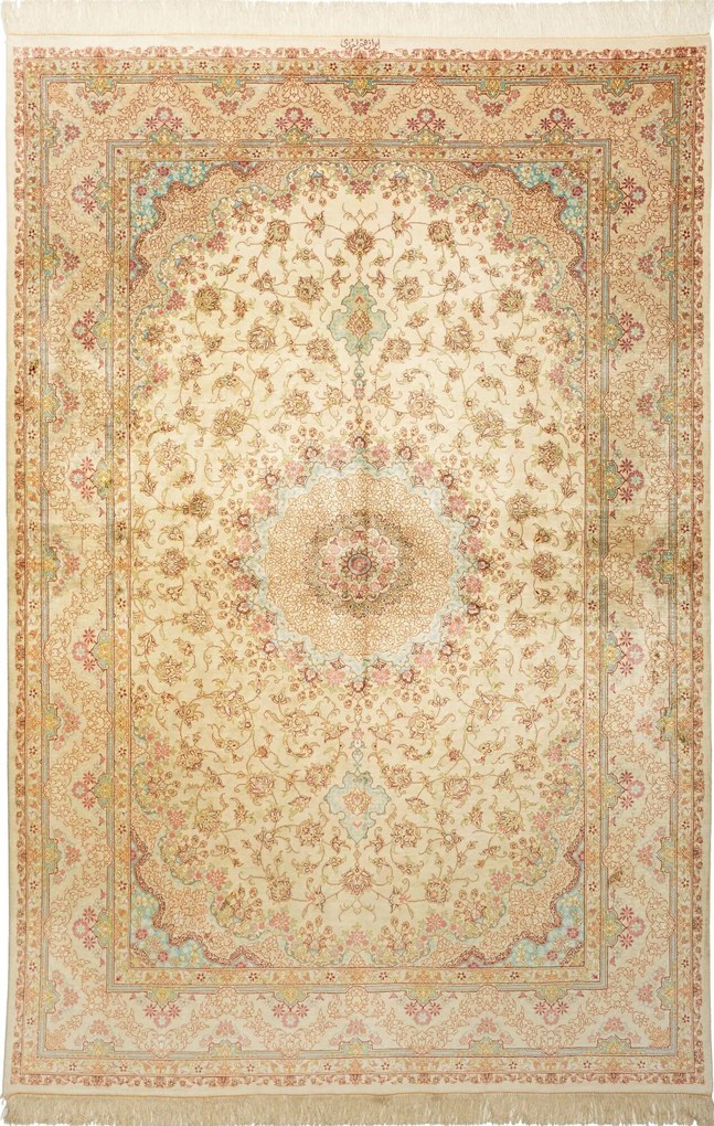 Ghom Tappeto persiano 240 x 160 Beige (Iran) Annodato A Mano