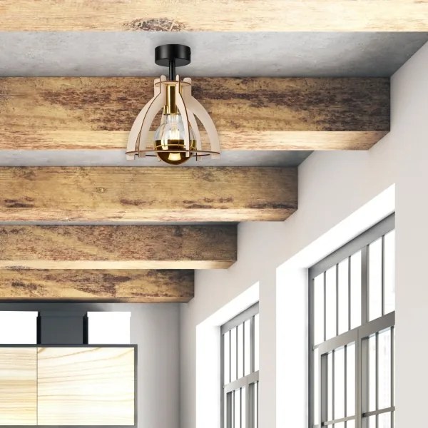 Lampadario a plafone LANDO 1xE27/15W/230V faggio