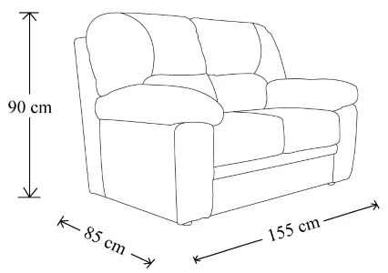 Divano a 2 posti tessuto Mozart imbottito 155 cm Tortora e Grigio Chiaro