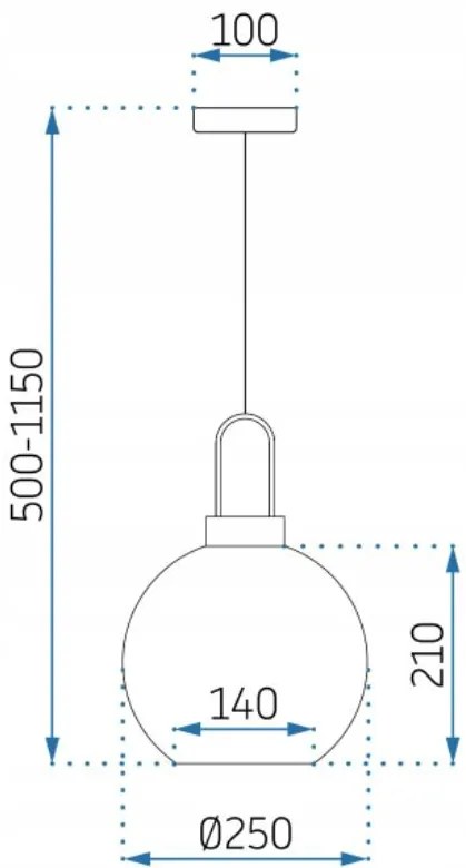 Lampada da soffitto a sospensione con sfera di vetro 25cm APP630-1CP