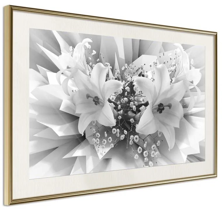 Poster  Crystal Lillies  Cornice Quadri Cornice d'oro con passe-partout, Larghezza x Altezza Home decor 60x40