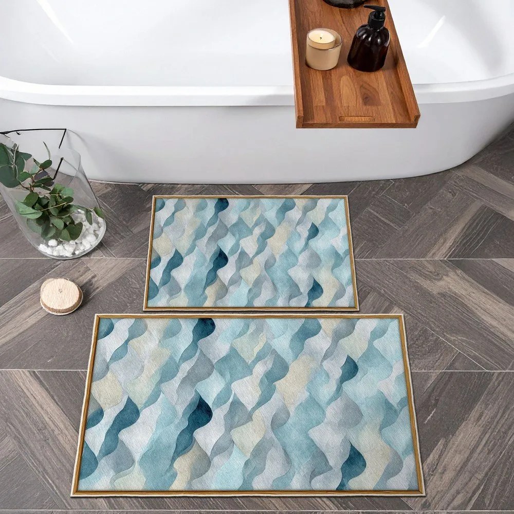 Set di tappetini per il bagno blu 2 pz 60x100 cm – Foutastic