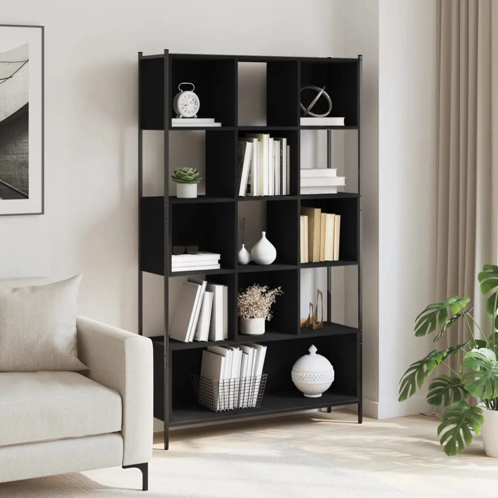 Libreria Nera 102x28x172 cm in Legno Multistrato