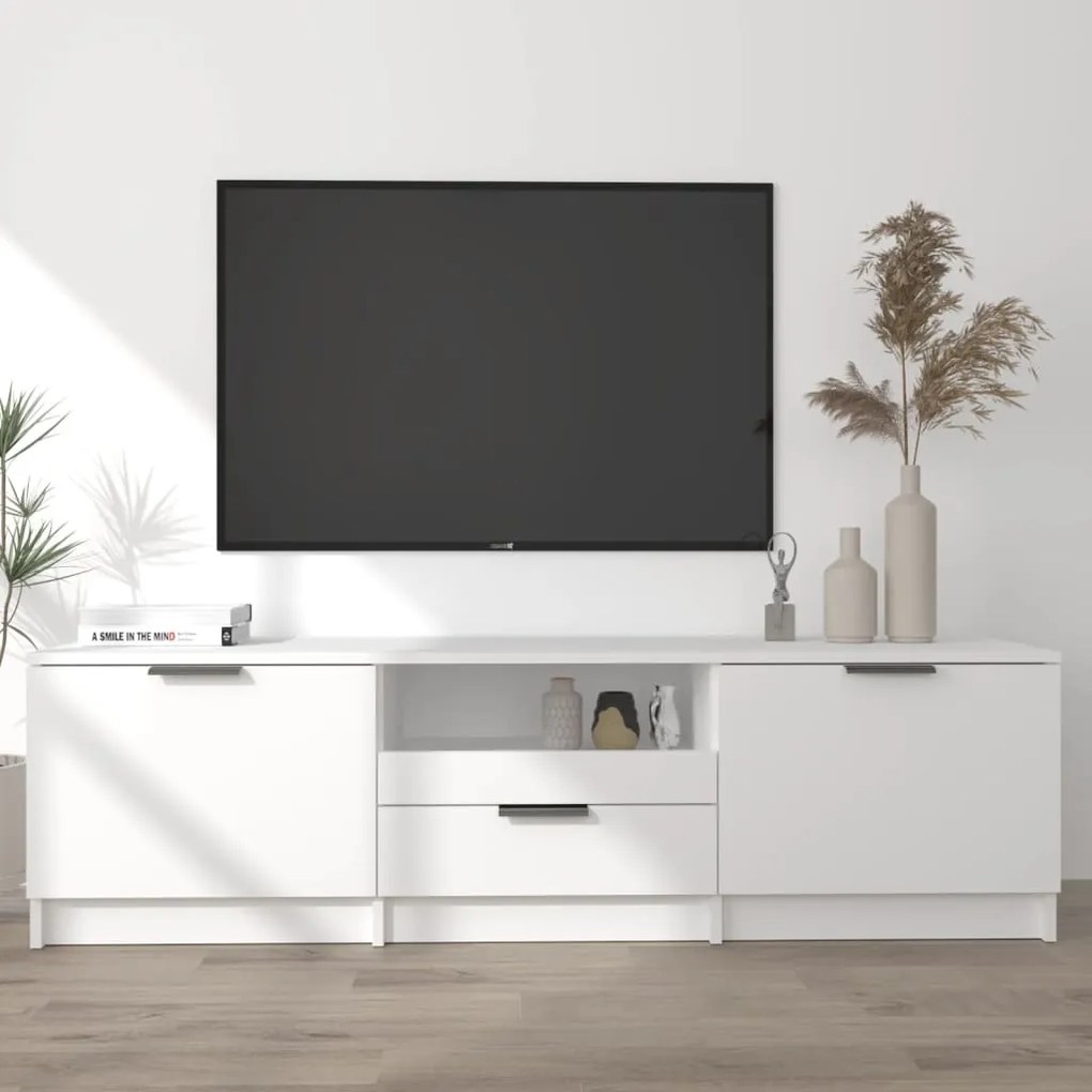 Mobile porta tv bianco 140x35x40 cm in legno multistrato