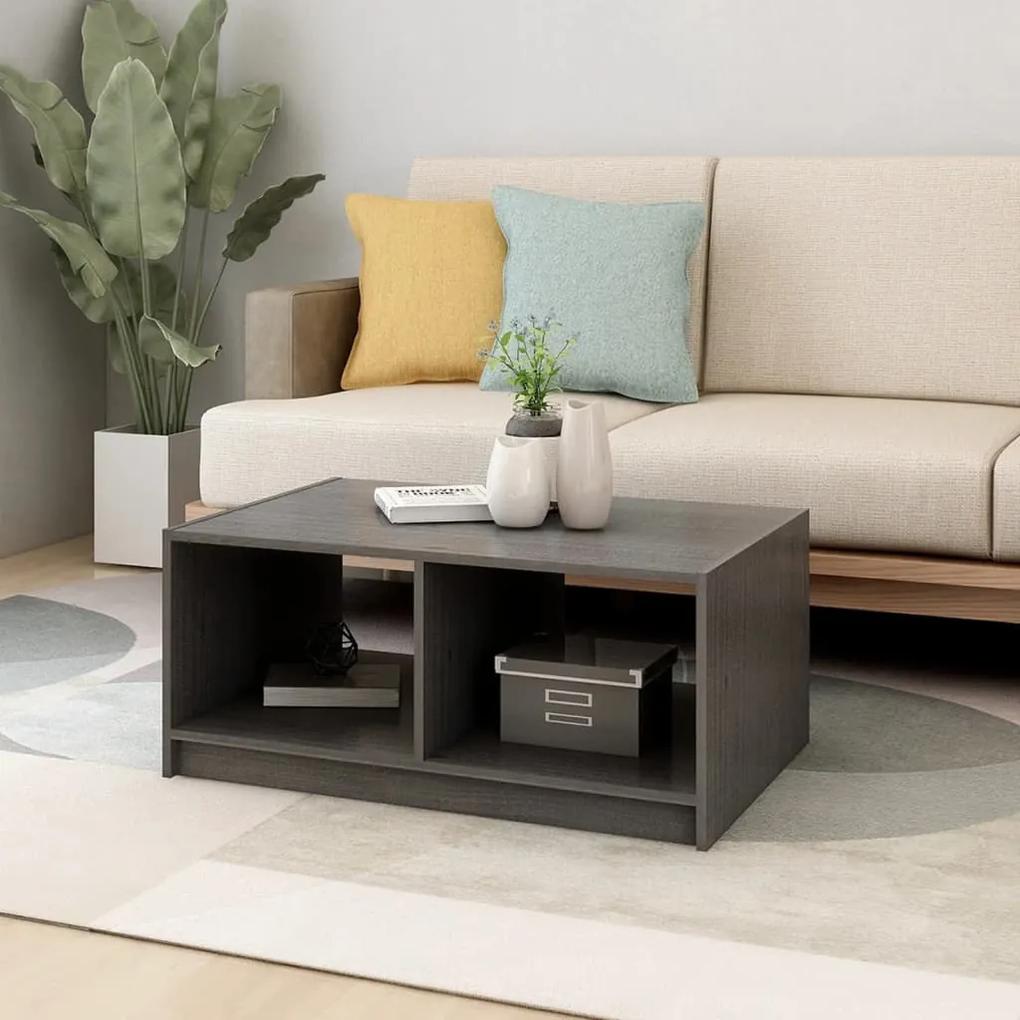 Tavolino da salotto grigio 75x50x33,5 cm legno massello di pino