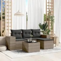 Set Divano da Giardino 5 pz con Cuscini Grigio in Polyrattancod mxl 115053