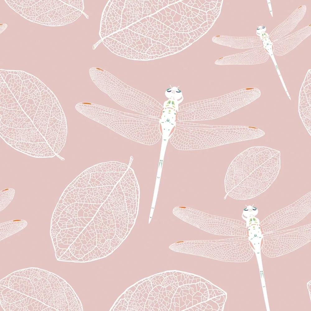 Carta da parati – Libellule volanti in rosa