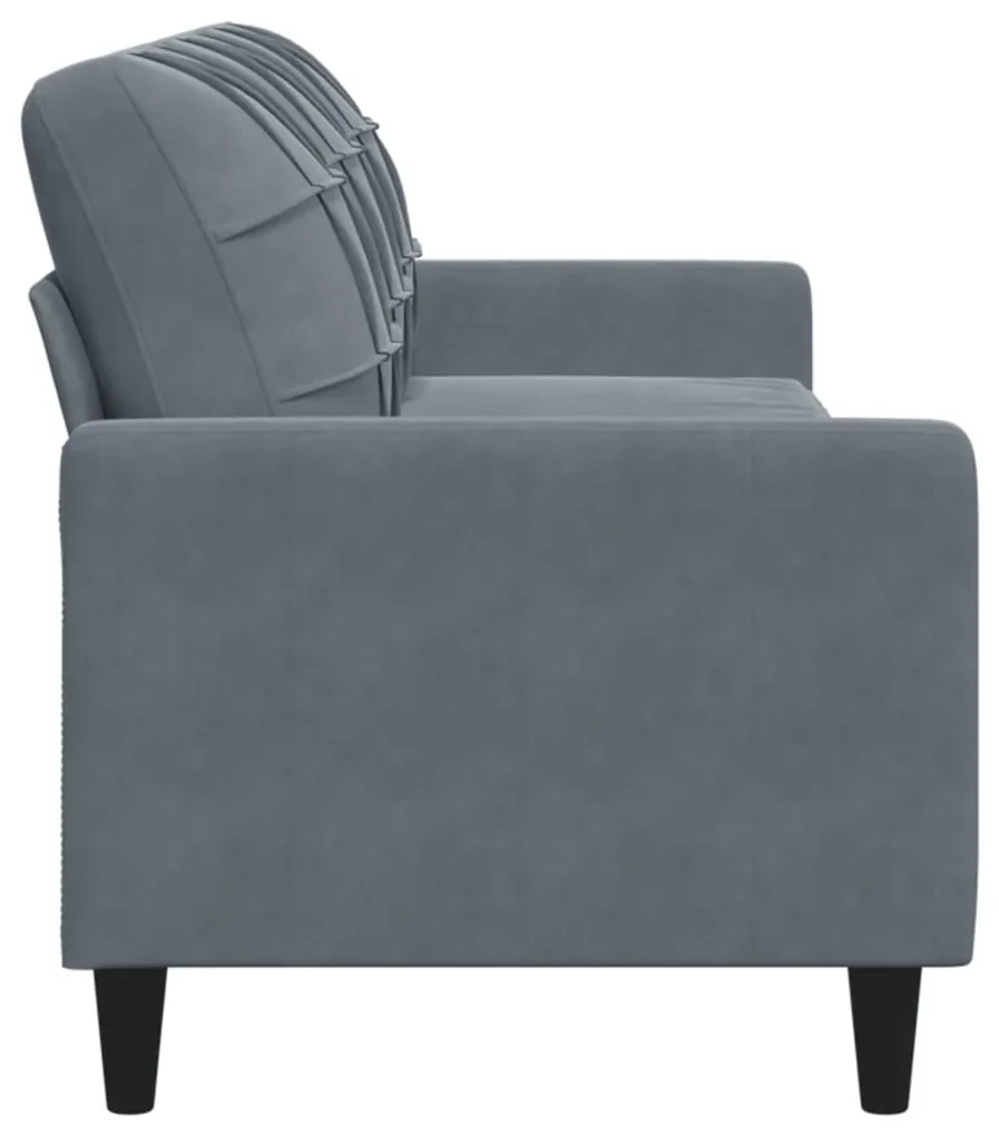 Divano a 3 posti grigio scuro 210 cm in velluto