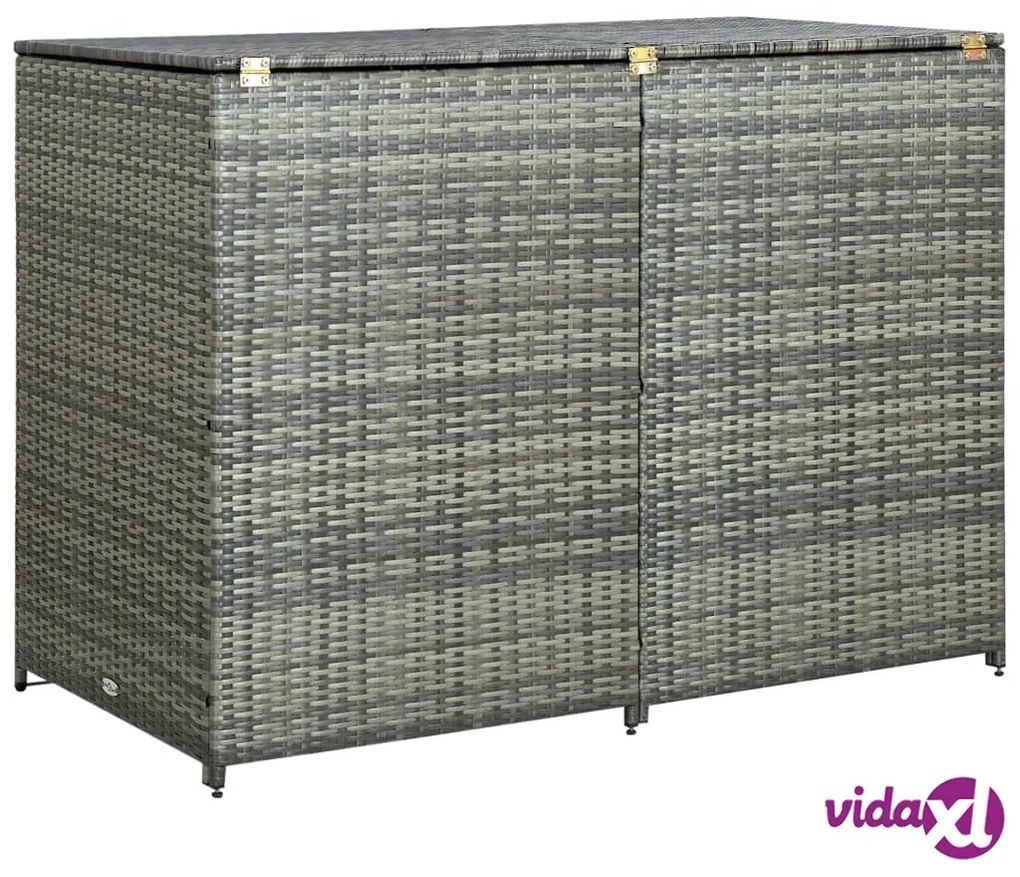 vidaXL Copribidone Rifiuti Doppio in Polyrattan Antracite 148x77x111cm