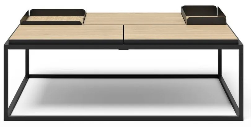 Tavolino con piano in rovere nero e naturale 75x120 cm Douro - TemaHome