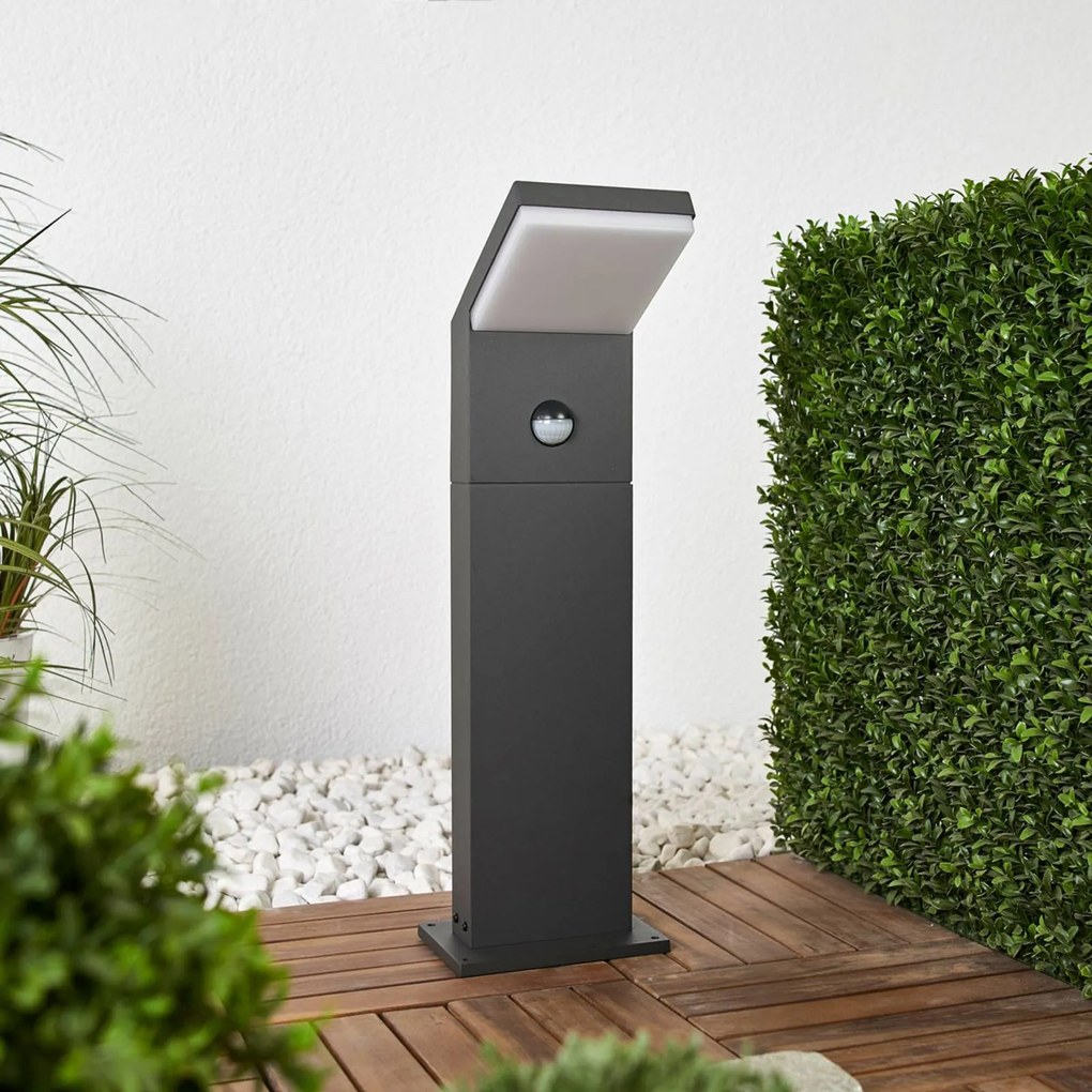 Arcchio lampione a LED Yolena, sensore, 60 cm, antracite Yolena, Nero, Alluminio, Moderno
