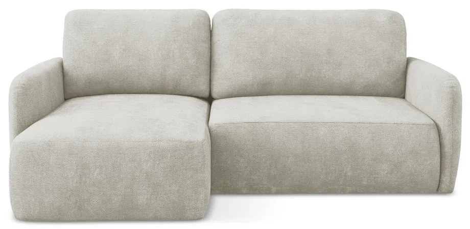 Divano angolare color crema allungabile/con contenitore (con penisola a sinistra/con chaise lounge) con rivestimento in ciniglia Lilo – Makamii