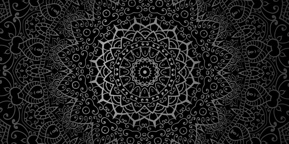Quadro su tela – Mandala vintage in stile indiano in bianco e nero