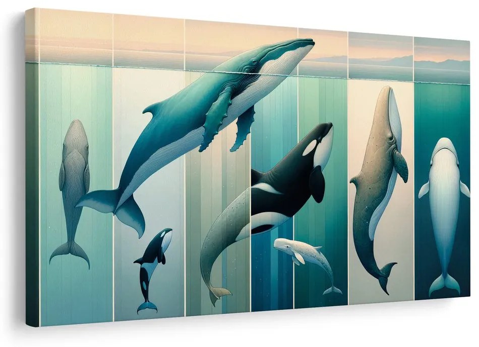 Quadro su tela – Balene e orche negli abissi
