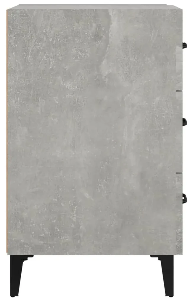 Comodino grigio cemento 40x40x66 cm in legno multistrato