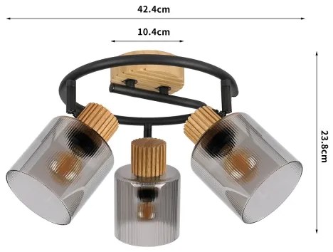 Brilagi - Faretto HYGGE 3xE14/15W/230V legno/fumé