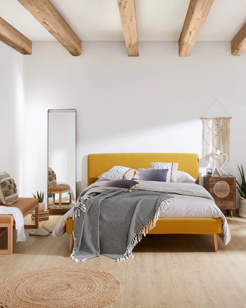 Kave Home - Testiera sfoderabile Dyla senape per letto da 160 cm