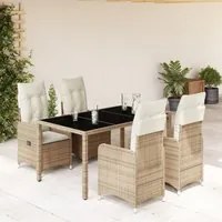 Set da Bistr da Giardino 5 pz con Cuscini Beige in Polyrattan 3277098