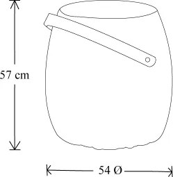 Pouf in tessuto Beige 54 cm con manico in legno LOU