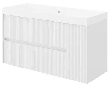 Mobile sottolavabo e lavabo Portofino bianco in mdf L 100 x H 50.5 x P 40 cm, 1 anta 2 cassetti