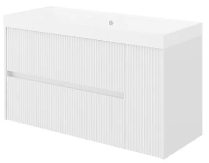 Mobile sottolavabo e lavabo Portofino per vasca centrale bianco in mdf L 100 x H 50.5 x P 40 cm, 1 anta 2 cassetti