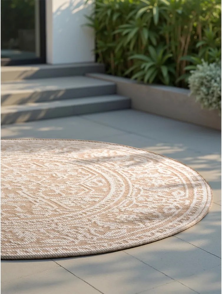Tappeto da interno/esterno rotondo beige/avorio ø 160 cm Duet Kona – NORTHRUGS