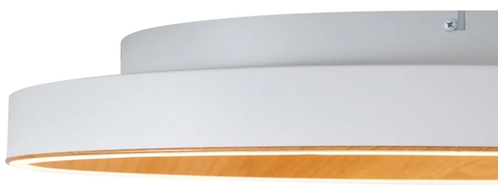 Plafoniera di design bianca con legno 60 cm incl. LED con interruttore a 3 vie - Ingo