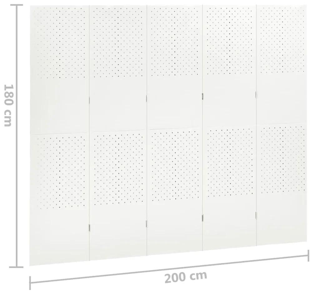 Paravento a 5 Pannelli 2 pz Bianco 200x180 cm in Acciaio