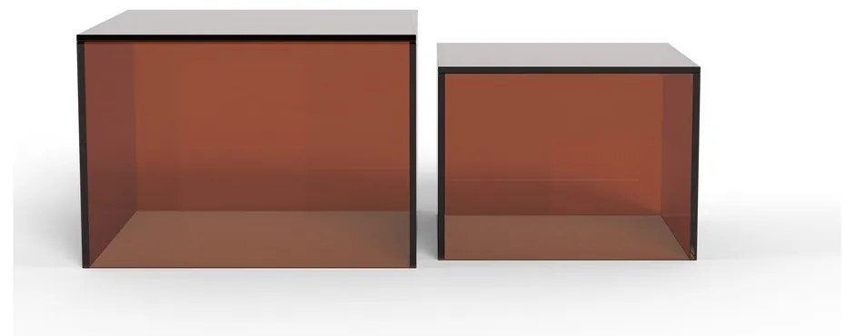 Set di tavolini da salotto marroni in vetro 2 pz 50x50 cm Dice – Actona