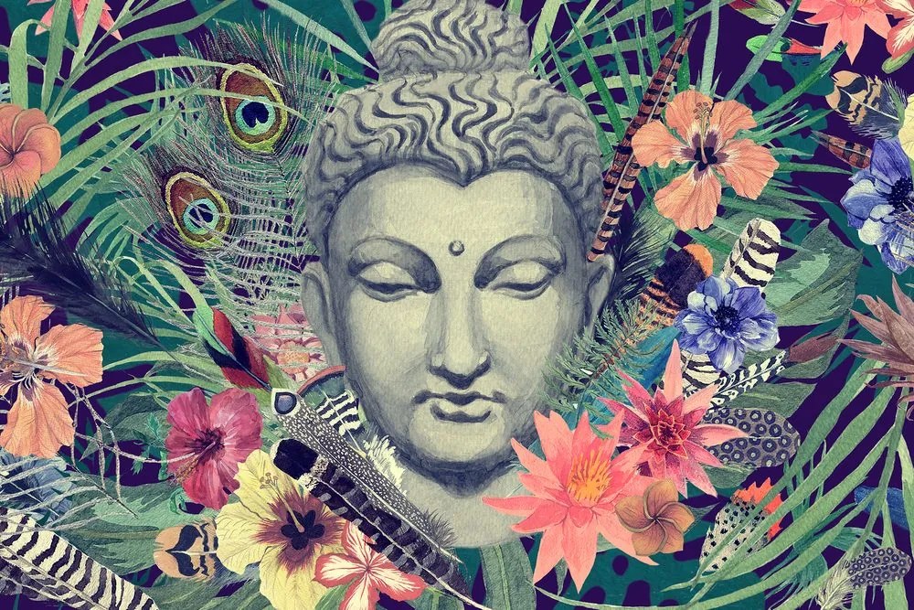 Stampa su tela – Buddha su sfondo esotico