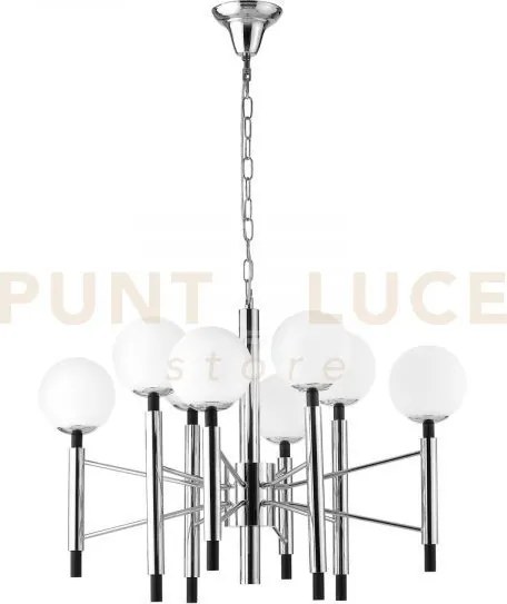 Lampadario a sospensione hammond cromo e nera 8 luci attacco e14 83...