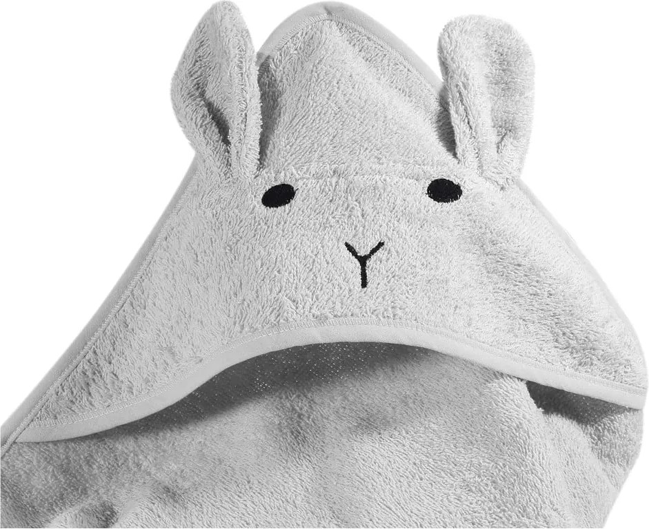 Asciugamano con cappuccio da bambini grigio in cotone 76x76 cm Rabbit – Kindsgut