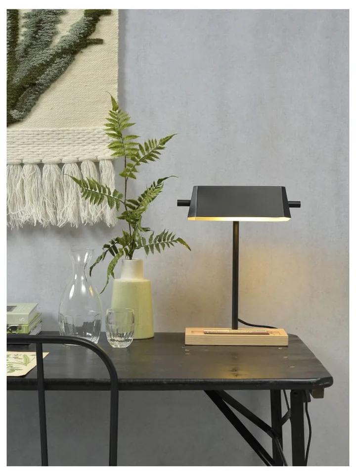 Lampada da tavolo con paralume in metallo di colore nero e naturale (altezza 40 cm) Cambridge - it's about RoMi