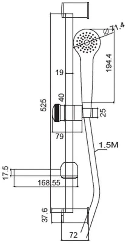 New Line Asta Doccia 52 Cm In Acciaio Con Portasapone E Doccetta 1jet E Flessibile 150cm Cromo