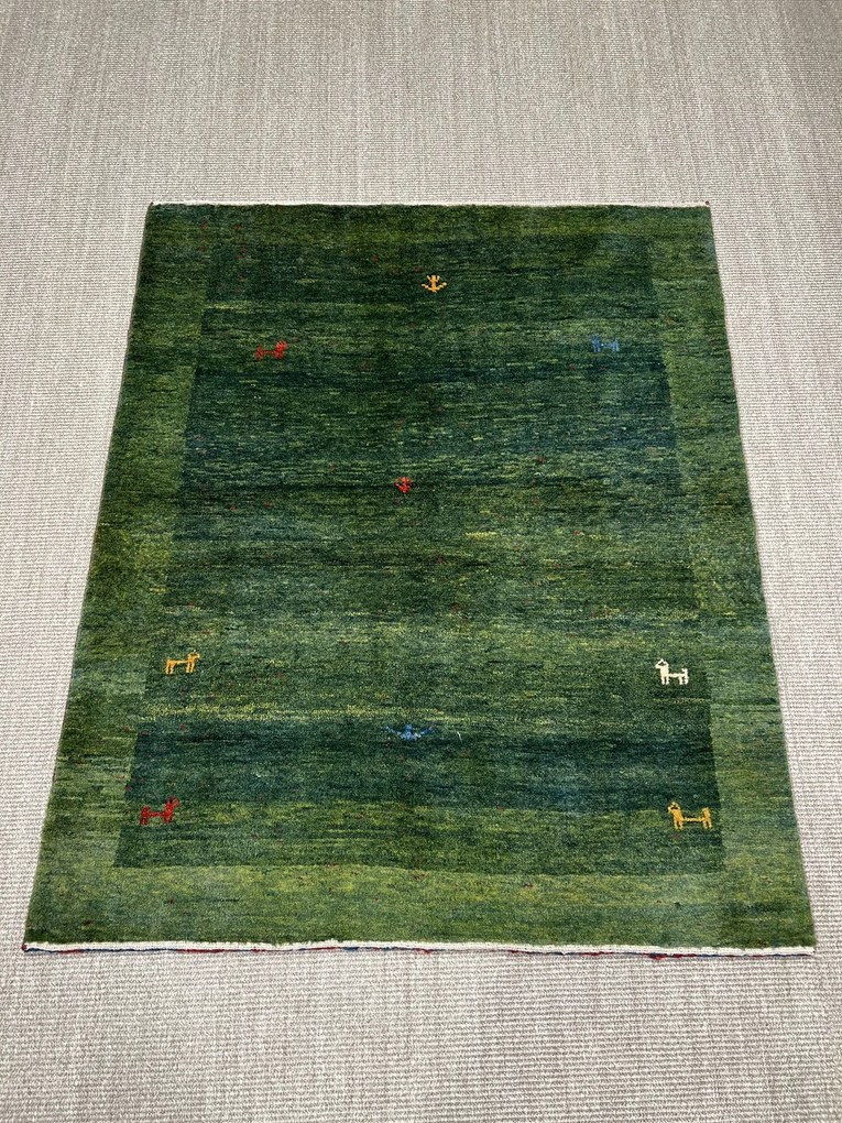 Gabbeh Tappeto persiano 120 x 150 Verde (Iran) Annodato A Mano