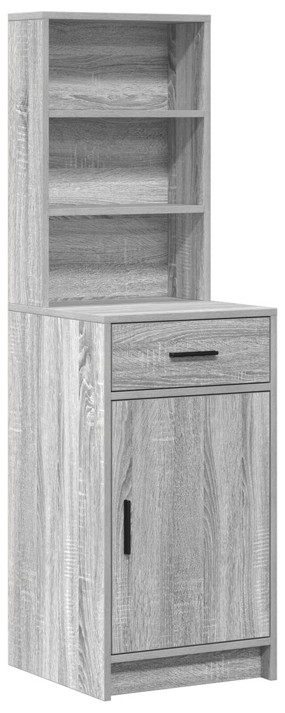 Set di tavolo da trucco a 2 pezzi con led grigio in legno ingegnerizzato di sonoma