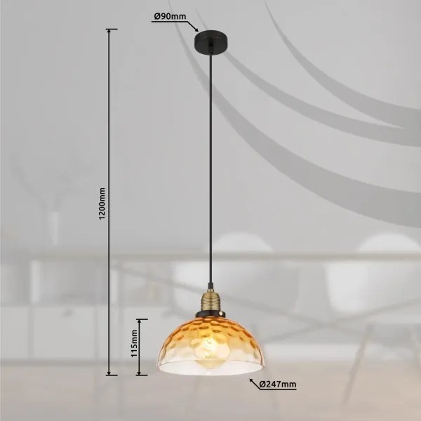 Globo 15786H1 - Lampadario a sospensione con filo SALVY 1xE27/60W/230V diametro 25 cm arancione