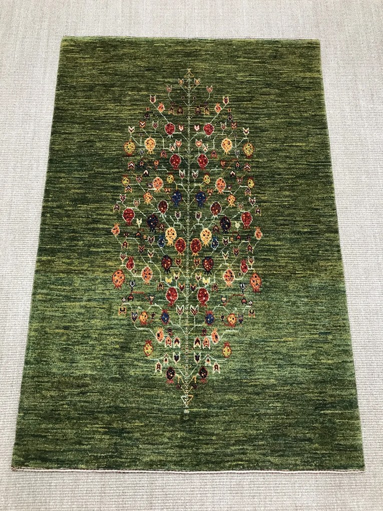 Loribaft Tappeto 100x160 Verde (Iran) Annodato A Mano